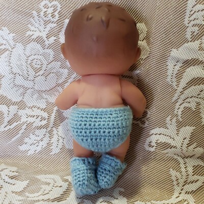 Diaper Underwear and Sock Booties Set for 5.5 Lil' Cutesies My Sweet Love  Mini Baby Dolls - Handmade Crochet - Blue